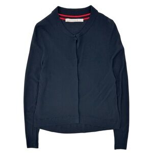 SCHUMACHER Navy Blue Snap Button Lightweight Virgin Wool Cardigan Sweater sz 4